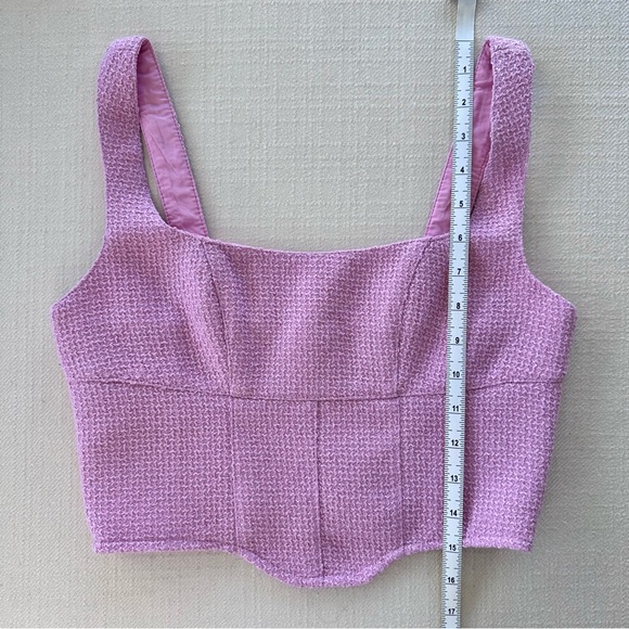 Miss Selfridge Cropped Boucle Corset Top in Lilac Pink - Size 4 - Picture 6 of 7
